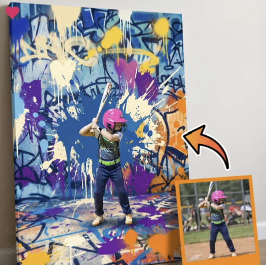 Custom Graffiti Splash Art Wall Décor – Personalized Sports Portrait