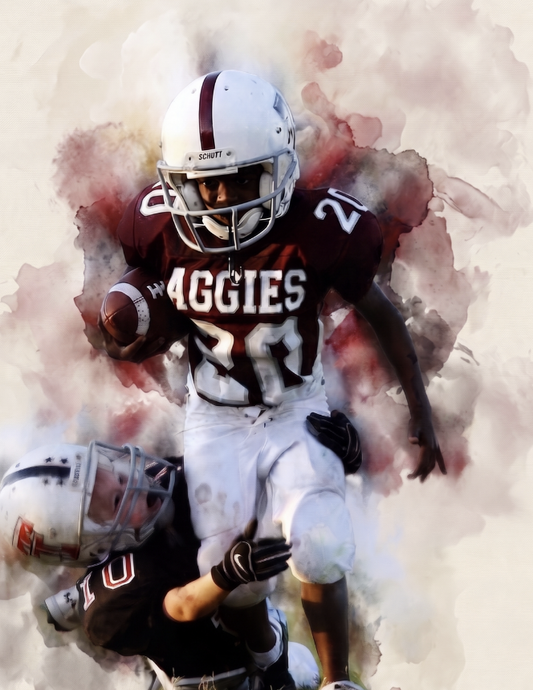 Custom Watercolor Sports Portrait – Personalized Athlete Wall Art